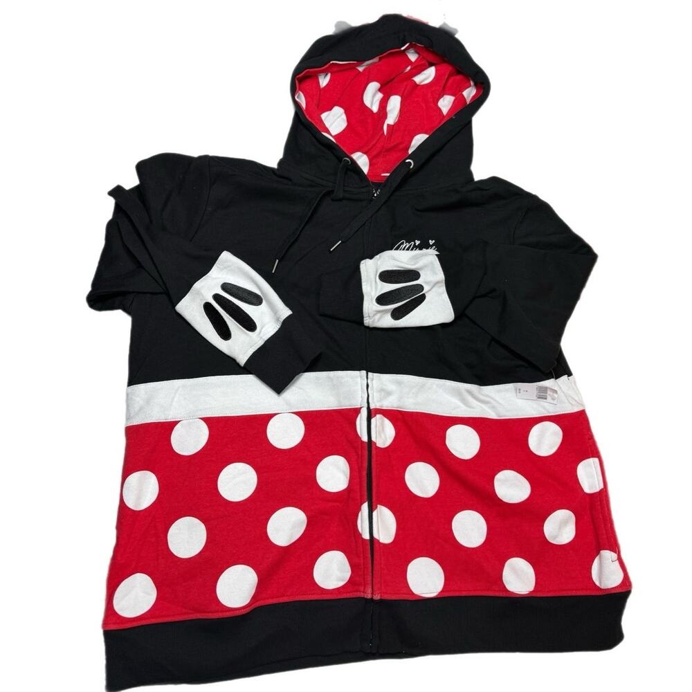 Disney Parks Minnie Mouse Black Red Hoodie Sweatshirt Size 2XL NWT